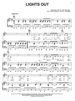 page one of Lights Out (Piano, Vocal & Guitar Chords (Right-Hand Melody))