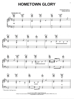 page one of Hometown Glory (Piano, Vocal & Guitar Chords (Right-Hand Melody))