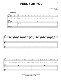 page one of I Feel For You (Piano, Vocal & Guitar Chords (Right-Hand Melody))