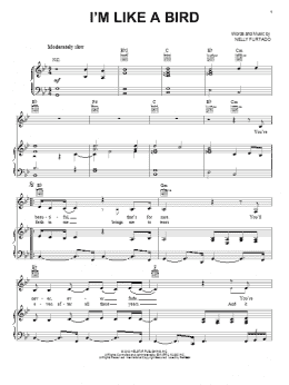 page one of I'm Like A Bird (Piano, Vocal & Guitar Chords (Right-Hand Melody))