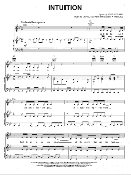 page one of Intuition (Piano, Vocal & Guitar Chords (Right-Hand Melody))