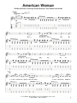page one of American Woman (Guitar Tab (Single Guitar))