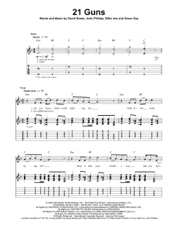 page one of 21 Guns (Guitar Tab (Single Guitar))