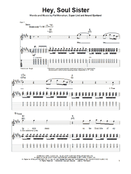 page one of Hey, Soul Sister (Guitar Tab (Single Guitar))