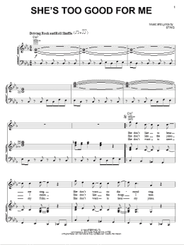 page one of She's Too Good For Me (Piano, Vocal & Guitar Chords (Right-Hand Melody))