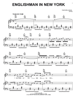 page one of Englishman In New York (Piano, Vocal & Guitar Chords (Right-Hand Melody))