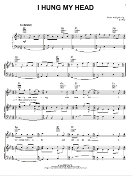 page one of I Hung My Head (Piano, Vocal & Guitar Chords (Right-Hand Melody))