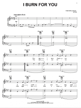 page one of I Burn For You (Piano, Vocal & Guitar Chords (Right-Hand Melody))