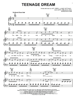 page one of Teenage Dream (Piano, Vocal & Guitar Chords (Right-Hand Melody))