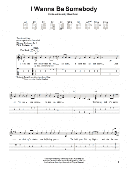page one of I Wanna Be Somebody (Easy Guitar Tab)