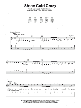 page one of Stone Cold Crazy (Easy Guitar Tab)