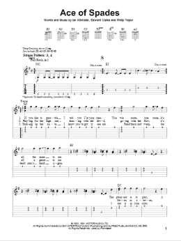 page one of Ace Of Spades (Easy Guitar Tab)