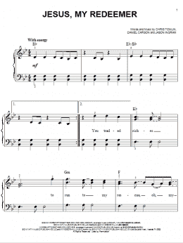 page one of Jesus, My Redeemer (Easy Piano)