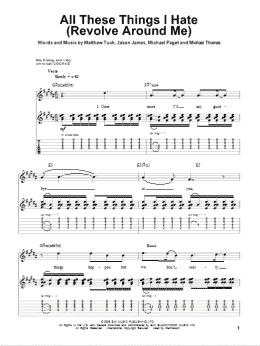page one of All These Things I Hate (Revolve Around Me) (Guitar Tab (Single Guitar))