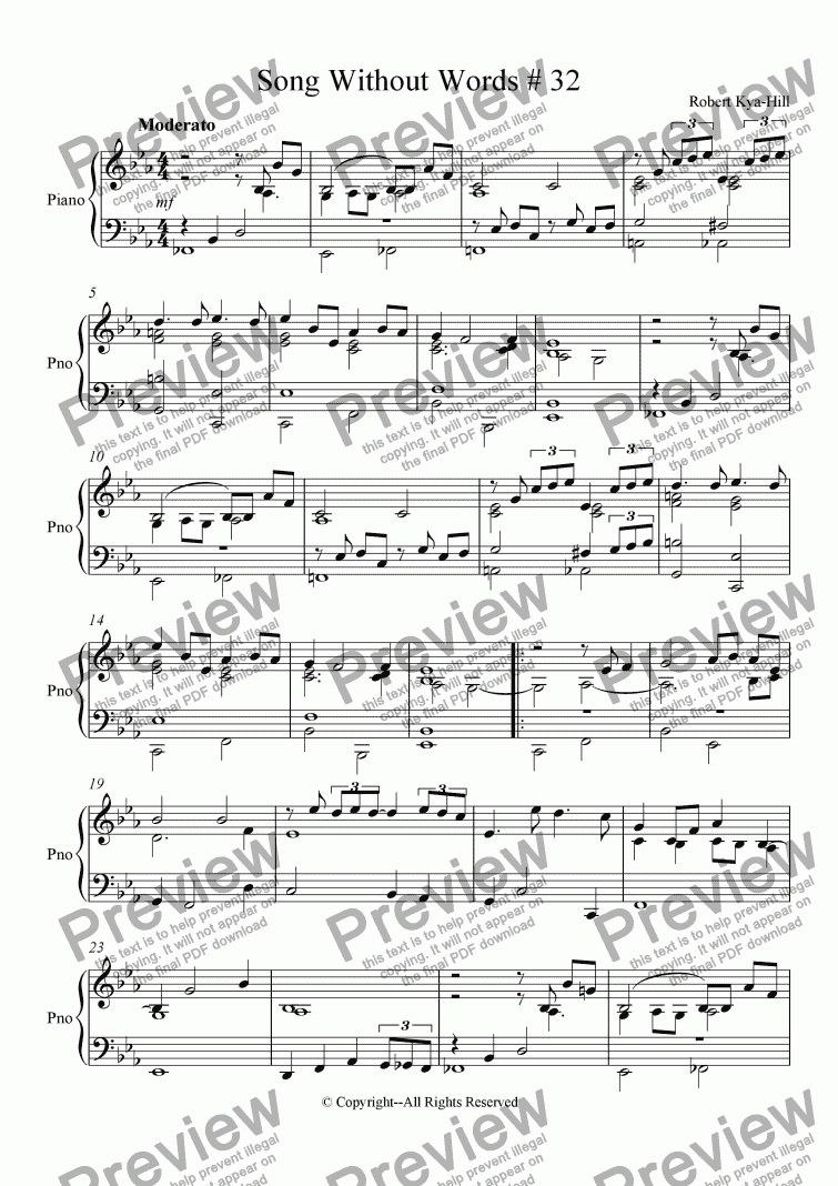 page one of Song Without Words # 32 [Piano]