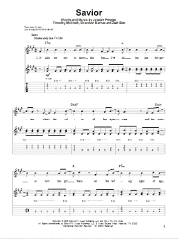 page one of Savior (Guitar Tab (Single Guitar))