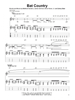 page one of Bat Country (Guitar Tab (Single Guitar))