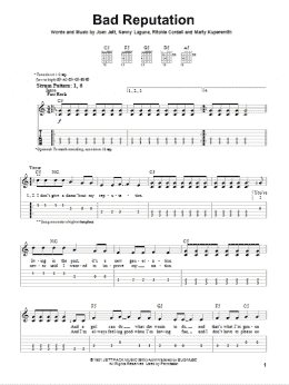 page one of Bad Reputation (Easy Guitar Tab)