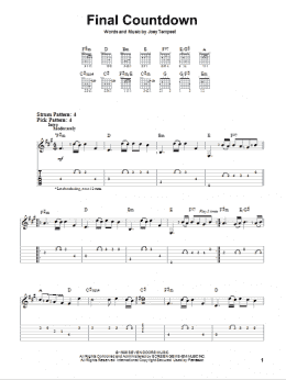 page one of Final Countdown (Easy Guitar Tab)
