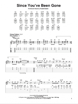 page one of Since You've Been Gone (Easy Guitar Tab)