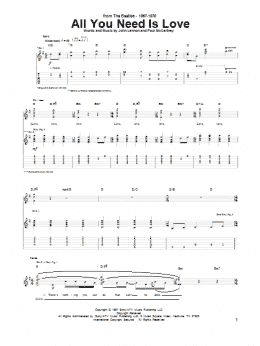 page one of All You Need Is Love (Guitar Tab)