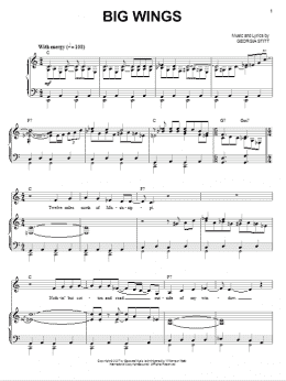 page one of Big Wings (Piano & Vocal)