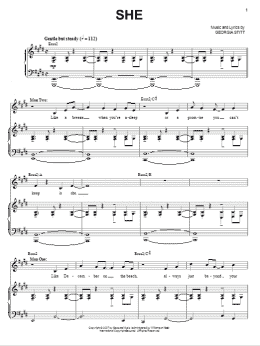 page one of She (Piano & Vocal)