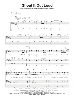 page one of Shout It Out Loud (Bass Guitar Tab)