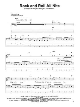page one of Rock And Roll All Nite (Bass Guitar Tab)