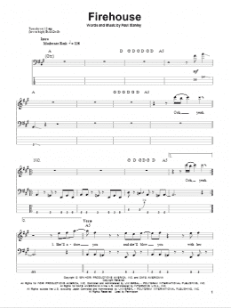 page one of Firehouse (Bass Guitar Tab)