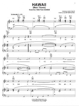 page one of Hawaii (Main Theme) (Piano, Vocal & Guitar Chords (Right-Hand Melody))