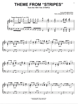 page one of Theme from Stripes (Piano Solo)