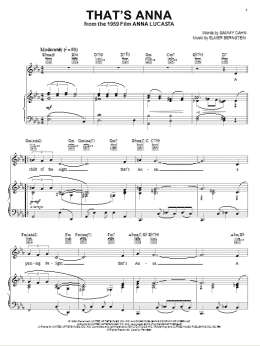 page one of That's Anna (Piano, Vocal & Guitar Chords (Right-Hand Melody))
