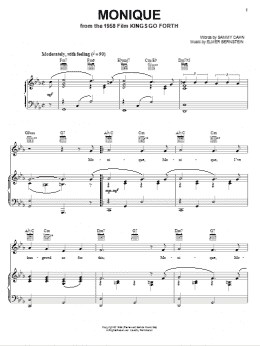 page one of Monique (Piano, Vocal & Guitar Chords (Right-Hand Melody))