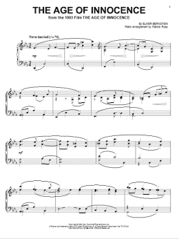 page one of The Age Of Innocence (Piano Solo)
