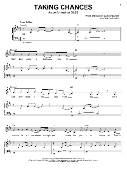 page one of Taking Chances (Piano & Vocal)