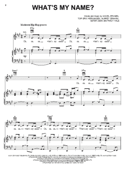 page one of What's My Name? (Piano, Vocal & Guitar Chords (Right-Hand Melody))