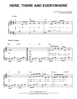 page one of Here, There And Everywhere (Easy Piano)