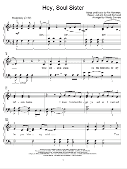 page one of Hey, Soul Sister (Educational Piano)