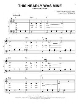 page one of This Nearly Was Mine (Very Easy Piano)