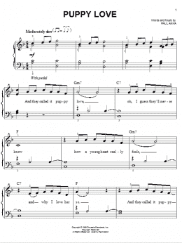 page one of Puppy Love (Easy Piano)