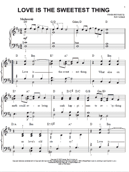 page one of Love Is The Sweetest Thing (Easy Piano)