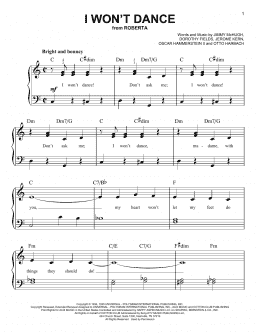 page one of I Won't Dance (Easy Piano)