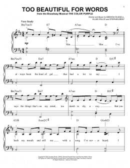page one of Too Beautiful For Words (Easy Piano)
