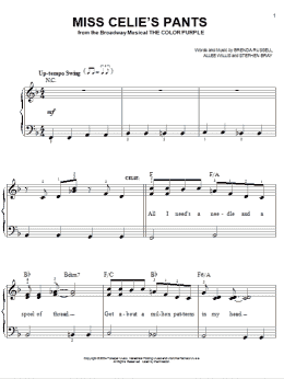 page one of Miss Celie's Pants (Easy Piano)