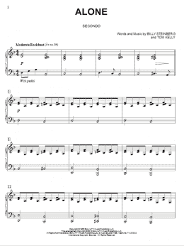page one of Alone (Piano Duet)