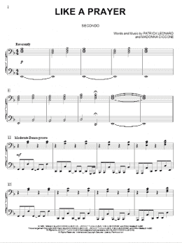 page one of Like A Prayer (Piano Duet)