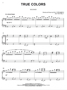 page one of True Colors (Piano Duet)