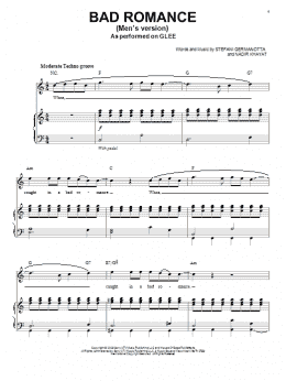 page one of Bad Romance (Piano & Vocal)