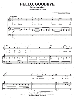 page one of Hello, Goodbye (Piano & Vocal)
